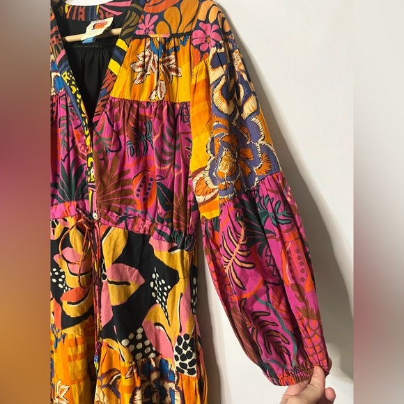 FARM Rio x Anthropologie Women’s Multicolor Button Front Maxi Dress Size Small - Picture 5 of 12